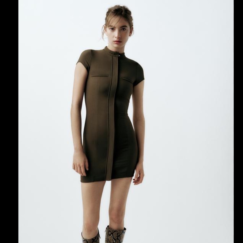 ZARA Button Down Short Sleeve Mini Dress - Picture 5 of 12